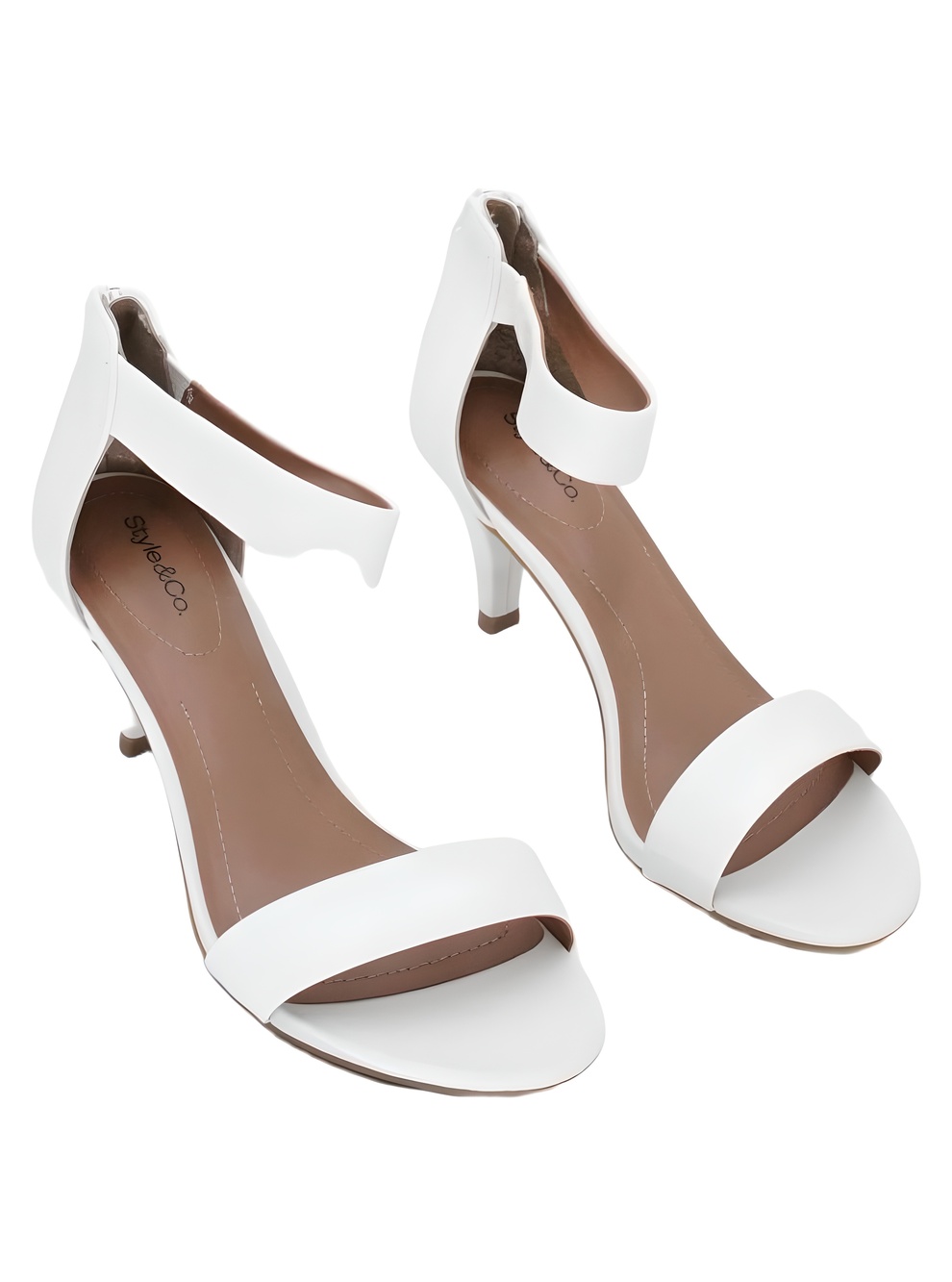 Style & Co Paycee Womens White Smooth Two-Piece Dress Sandals Size 8M